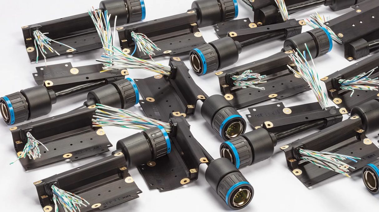 Custom aerospace cable assembly manufactured by MJM Industries for a demanding aerospace application.
